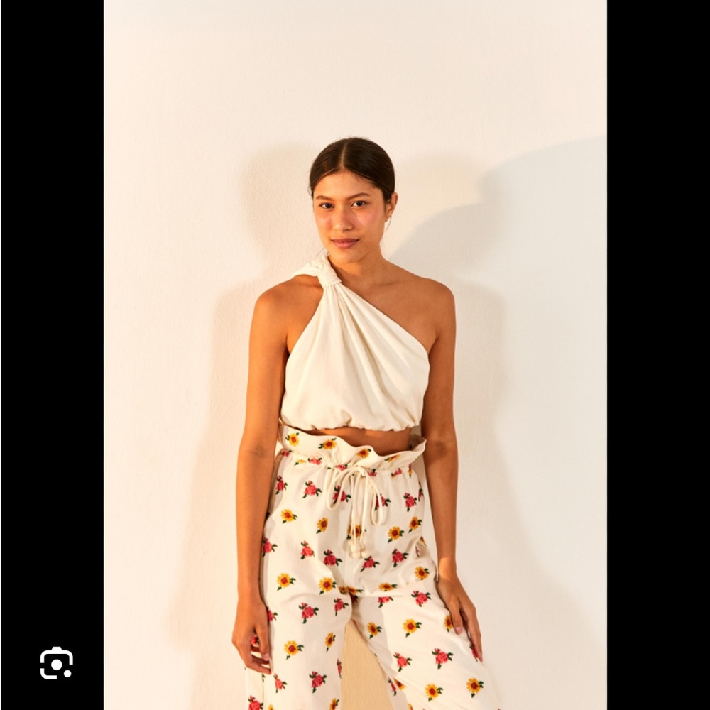 Farm Rio One-Shoulder Knotted Crop Top NWT